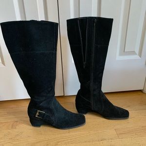 Black suede boots